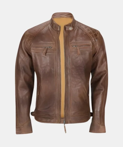 Wrangler Distressed Brown Cowhide Leather Jacket