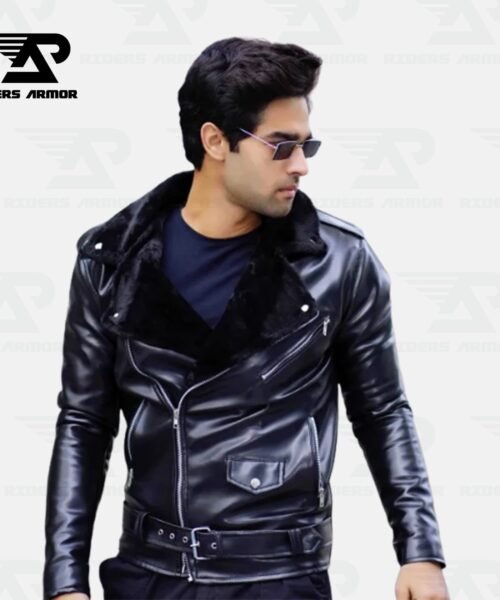 StormRider Biker Leather Jacket with Luxe Fur