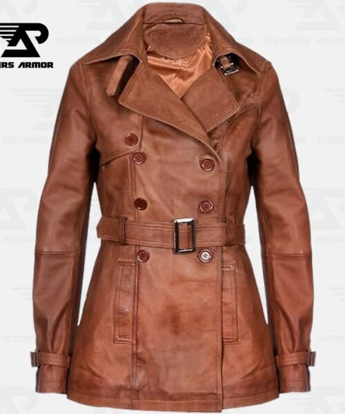 TimberBelle Ladies Brown Leather Peacoat