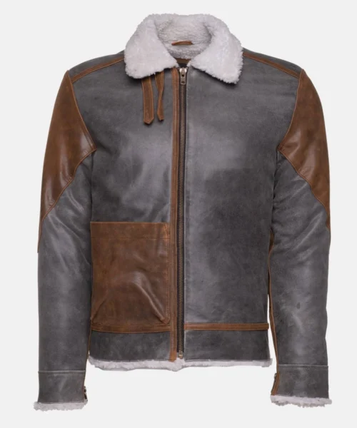 Scout’s Patched Leather Jacket with Sherpa Lining