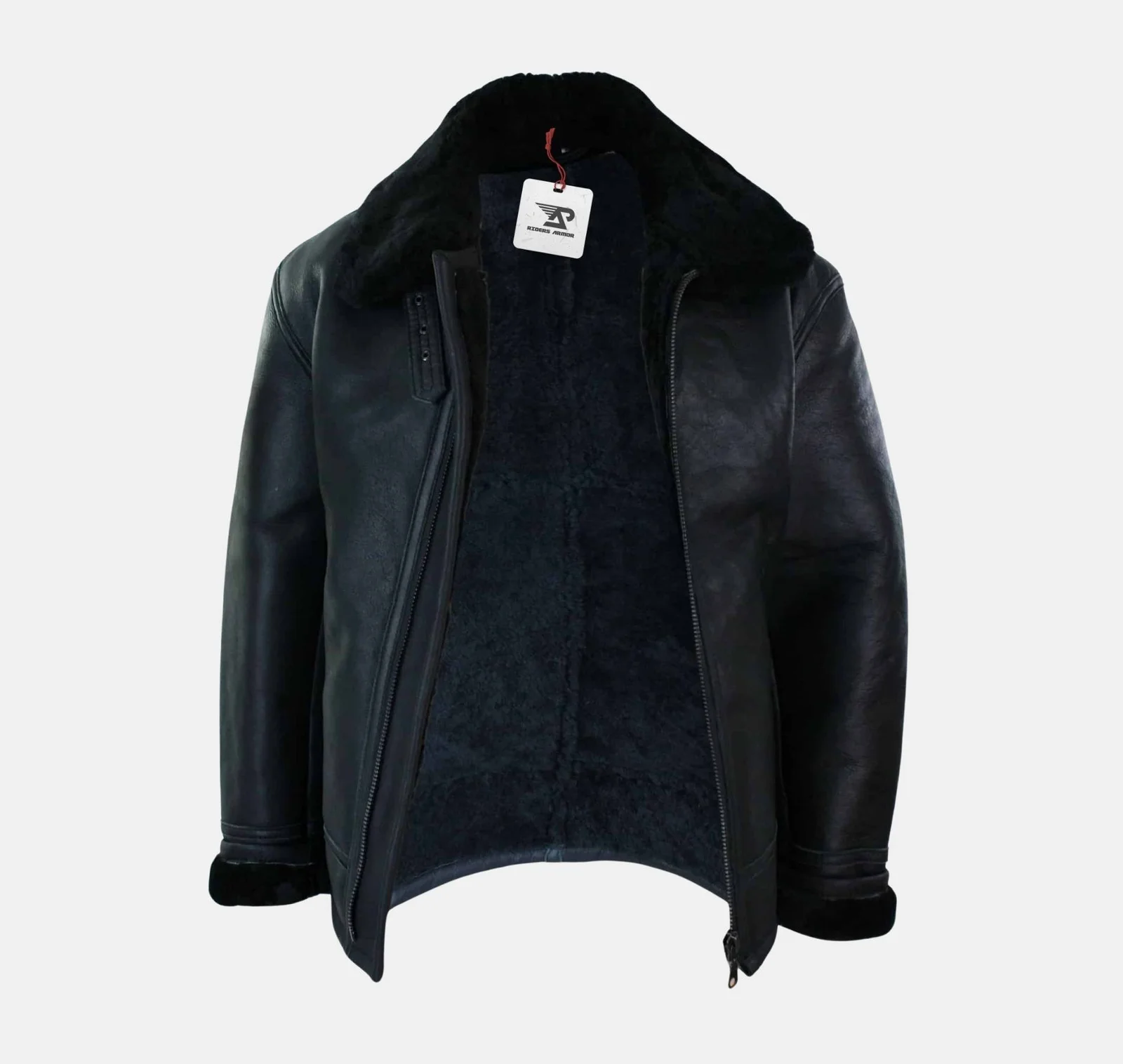 Vortex B3 Shearling Sheepskin Pilot Jacket – Black Edition - Image 2
