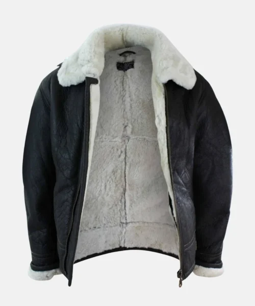 Vortex B3 Shearling Sheepskin Pilot Jacket – Black/Off-White