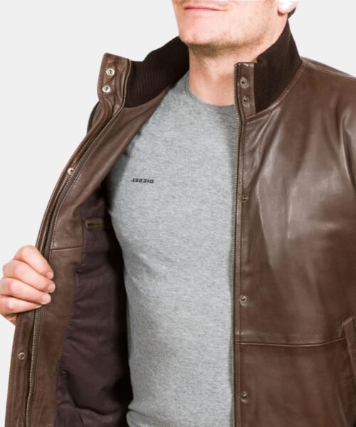 Voyager Brown Leather Bomber Jacket